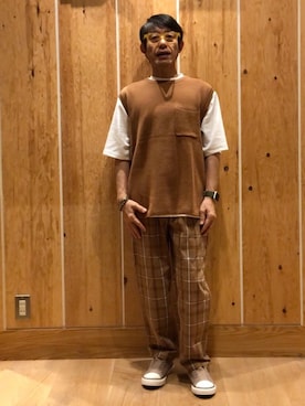 「USAコットン」｜「アイテム（スリッポン）」を使った、よしおさんさん（メンズ・162cm）の夏コーディネート