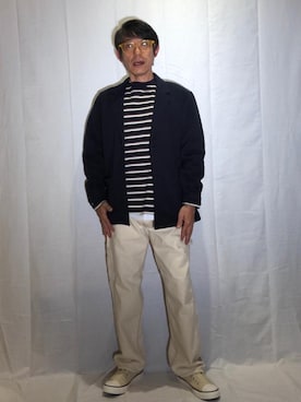 「USAコットン」｜「アイテム（スリッポン）」を使った、よしおさんさん（メンズ・162cm）の秋コーディネート