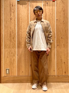 「ペインターパンツ」｜「アイテム（スリッポン）」を使った、よしおさんさん（メンズ・162cm）の秋コーディネート