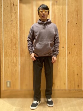 「USAコットン」｜「アイテム（スウェット）」を使った、よしおさんさん（メンズ・162cm）の秋コーディネート