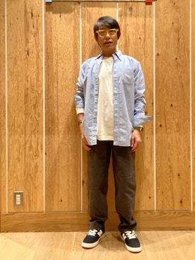 「USAコットン」｜「アイテム（シューズ）」を使った、よしおさんさん（メンズ・162cm）の秋コーディネート