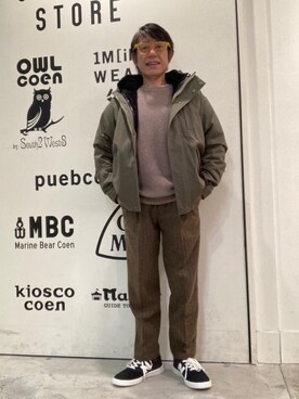 「coen（コーエン）のアイテム（モッズコート）」を使った、よしおさんさん（メンズ・162cm）の冬コーディネート