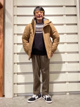 「coen（コーエン）のアイテム（ダウンジャケット/コート）」を使った、よしおさんさん（メンズ・162cm）の冬コーディネート