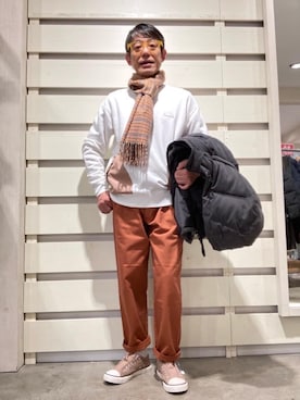 「coen（コーエン）のアイテム（ダウンジャケット/コート）」を使った、よしおさんさん（メンズ・162cm）の冬コーディネート