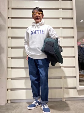 「coen（コーエン）のアイテム（ダウンジャケット/コート）」を使った、よしおさんさん（メンズ・162cm）の冬コーディネート