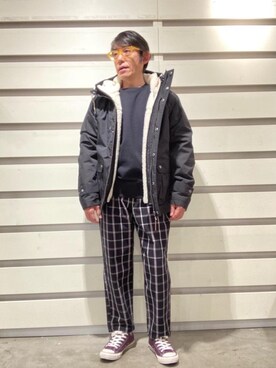 「お洒落さんと繋がりたい」｜「アイテム（マウンテンパーカー）」を使った、よしおさんさん（メンズ・162cm）の冬コーディネート