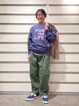 「coen（コーエン）のアイテム（ノーカラージャケット）」を使った、よしおさんさん（メンズ・162cm）の冬コーディネート