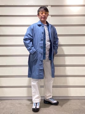 「coenスタッフスタイリング」｜「アイテム（ステンカラーコート）」を使った、よしおさんさん（メンズ・162cm）の春コーディネート