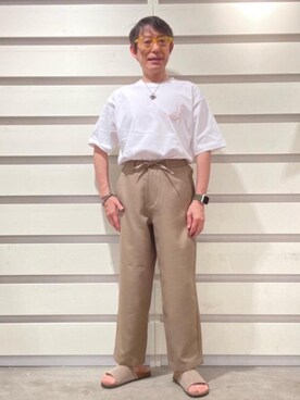 「USAコットン」｜「アイテム（シューズ）」を使った、よしおさんさん（メンズ・162cm）の春コーディネート