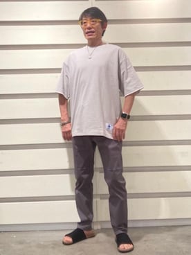 「USAコットン」｜「アイテム（サンダル）」を使った、よしおさんさん（メンズ・162cm）の夏コーディネート