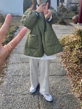 「韓国」｜「アイテム（ブルゾン）」を使った、しばさん（レディース・155cm）の冬コーディネート