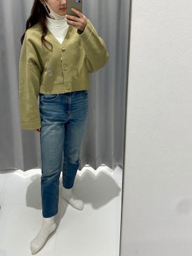 「UNIQLO（ユニクロ）のアイテム（カーディガン/ボレロ、グリーン系）」を使った、しばさん（レディース）の冬コーディネート