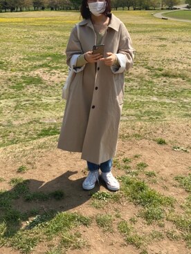 「Laurenhi（ローレンハイ）の[小柄/長身]ロンドントレンチコート（ver. ヒドゥン）（トレンチコート、ベージュ系）」を使った、しばさん（レディース）の春コーディネート