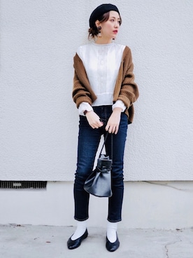 「BEAUTY&YOUTH UNITED ARROWS（ビューティーアンドユースユナイテッドアローズ）のBY バスク ベレー帽◆（ハンチング/ベレー帽）」を使った、金子三記(miki)さん（レディース・170cm）の冬コーディネート