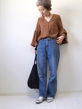 「Factor=（ファクターイコール）のアイテム（パンツ）」を使った、emineoさん（レディース・151cm）の秋コーディネート