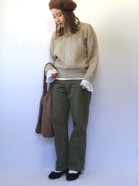 「SENSE OF PLACE by URBAN RESEARCH（センスオブプレイスバイアーバンリサーチ）のベイカーパンツ（その他パンツ）」を使った、emineoさん（レディース・151cm）の冬コーディネート