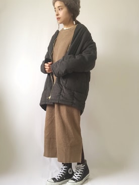「hunch（ハンチ）のアイテム（その他アウター）」を使った、emineoさん（レディース・151cm）の秋コーディネート