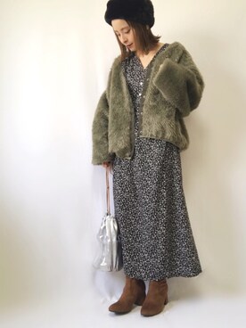 「haco!（ハコ）のアイテム（ブルゾン）」を使った、emineoさん（レディース・151cm）の冬コーディネート