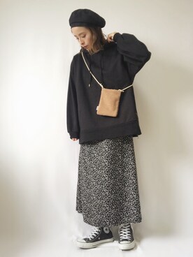 「アイラブCONVERSE」｜「アイテム（ワンピース/ドレス）」を使った、emineoさん（レディース・151cm）の冬コーディネート