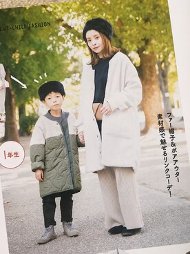 「petit main（プティマイン）のアイテム（ジャケット/アウター）」を使った、emineoさん（レディース・151cm）の冬コーディネート