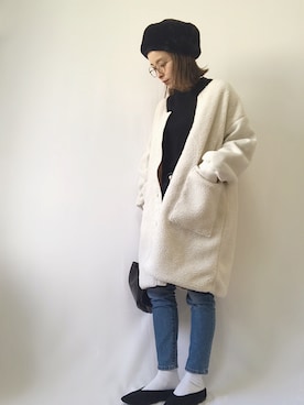 「hunch（ハンチ）のアイテム（その他アウター）」を使った、emineoさん（レディース・151cm）の冬コーディネート