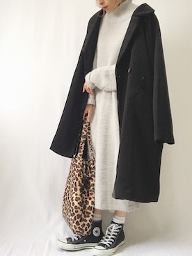 「nougatine（ヌガティーヌ）のアイテム（その他アウター）」を使った、emineoさん（レディース・151cm）の冬コーディネート