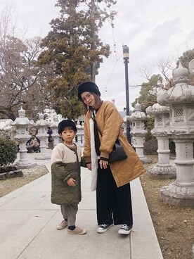 「petit main（プティマイン）のアイテム（ジャケット/アウター）」を使った、emineoさん（レディース・151cm）の冬コーディネート