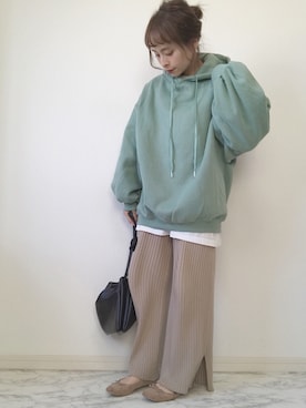 「ミントグリーン」｜「アイテム（その他アンダーウェア/インナー）」を使った、emineoさん（レディース・151cm）の冬コーディネート