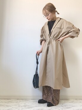 「Libra Cue（リブラ キュー）のアイテム（シャツワンピース）」を使った、emineoさん（レディース・151cm）の秋コーディネート