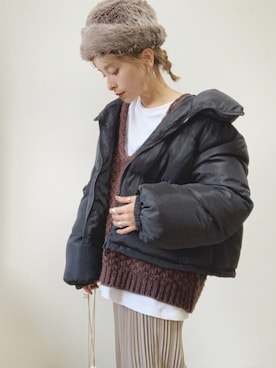 「Libra Cue（リブラ キュー）のアイテム（ダウンジャケット/コート）」を使った、emineoさん（レディース・151cm）の秋コーディネート
