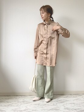 「AS KNOW AS PINKY（アズノゥアズピンキー）のアイテム（スラックス）」を使った、emineoさん（レディース・151cm）の冬コーディネート