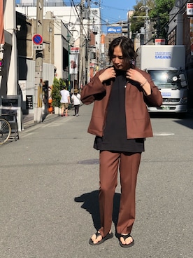 「TAKAHIROMIYASHITATheSoloIst.（タカヒロミヤシタザソロイスト）のアイテム（サンダル）」を使った、Gaku Ishiharaさん（メンズ・180cm）の春コーディネート
