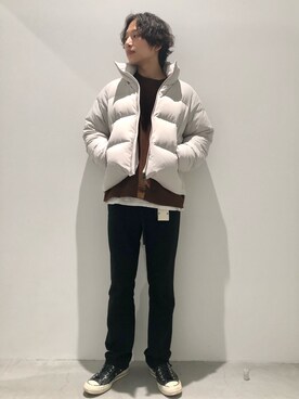 「STUDIOUS（ステュディオス）のアイテム（ダウンジャケット/コート）」を使った、Gaku Ishiharaさん（メンズ・180cm）の秋コーディネート