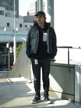 「STUDIOUS（ステュディオス）のアイテム（ダウンジャケット/コート）」を使った、Gaku Ishiharaさん（メンズ・180cm）の冬コーディネート
