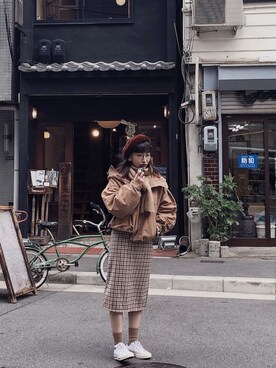 「oversize」｜「アイテム（マウンテンパーカー）」を使った、hellojcjcさん（レディース・158cm）の冬コーディネート