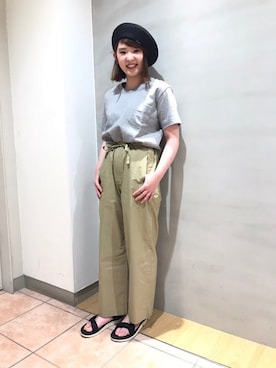 「orcival」｜「アイテム（ハンチング/ベレー帽）」を使った、藤原さん（レディース・154cm）の春コーディネート