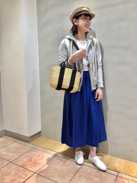 「ORCIVAL（オーシバル）のアイテム（キャップ）」を使った、藤原さん（レディース・154cm）の春コーディネート