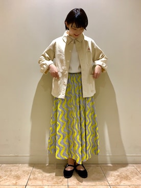 「DANTON（ダントン）のアイテム（カバーオール）」を使った、藤原さん（レディース・154cm）の冬コーディネート