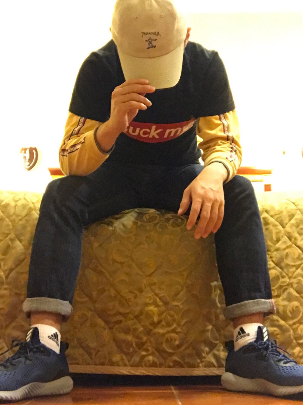 「THRASHERのアイテム（キャップ、ベージュ系）」を使った、彭彥智さん（メンズ・168cm）の夏コーディネートの1枚目の写真