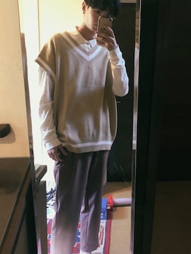 「BASQUE magenta（バスクマゼンタ）のアイテム（ベスト）」を使った、somq.さん（メンズ・178cm）の秋コーディネート