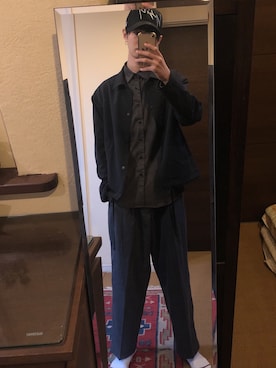 「LIDNM（リドム）のアイテム（ナイロンジャケット）」を使った、somq.さん（メンズ・178cm）の秋コーディネート