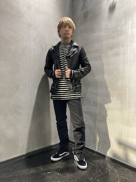「いいね返し」｜「アイテム（ライダースジャケット）」を使った、utaさん（メンズ・168cm）の冬コーディネート