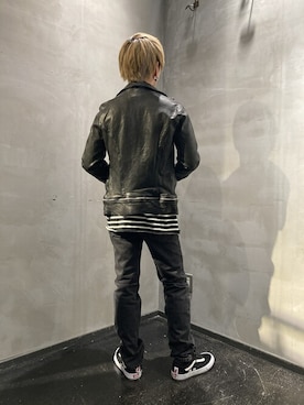 「いいね返し」｜「アイテム（ライダースジャケット）」を使った、utaさん（メンズ・168cm）の冬コーディネート