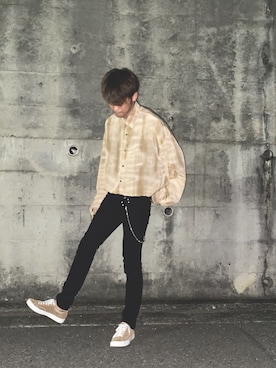 「シャツイン」｜「アイテム（財布/小物）」を使った、ゆーさん（メンズ・180cm）の春コーディネート
