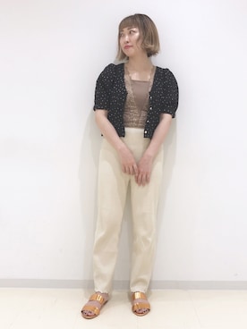 「Omekashi（オメカシ）のVレースフレンチプルオーバー（Tシャツ/カットソー）」を使った、sanako_yoshidaさん（レディース・157cm）の春コーディネート