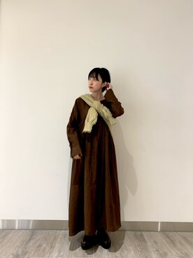 「モヘアカーディガン」｜「アイテム（ワンピース/ドレス）」を使った、sanako_yoshidaさん（レディース・157cm）の秋コーディネート