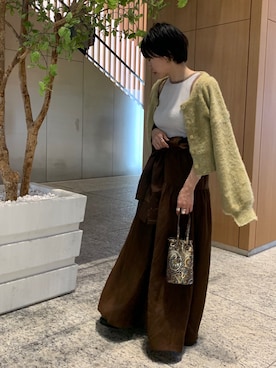 「モヘアカーディガン」｜「アイテム（ワンピース/ドレス）」を使った、sanako_yoshidaさん（レディース・157cm）の秋コーディネート