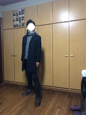 「SHIPS JET BLUE（シップスジェットブルー）のアイテム（チェスターコート）」を使った、JPさん（メンズ・170cm）の冬コーディネート