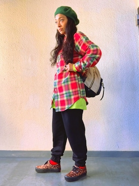 「FREAK'S STORE（フリークスストア）のアイテム（ハンチング/ベレー帽）」を使った、ｍｉさん（レディース・155cm）の秋コーディネート