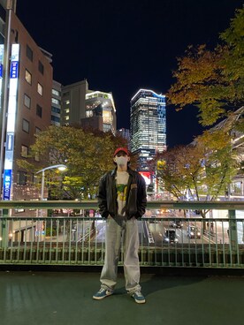 「古着のアイテム（トップス、ブルー系）」を使った、彼氏の私服をバレるまで勝手に載せますさん（メンズ・176cm）の冬コーディネート